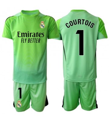Real Madrid Thibaut Courtois #1 Målmand Udebanetrøje Børn 2025-26 Kortærmet (+ Korte bukser)